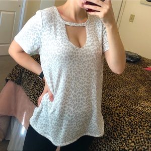 NEW | Boutique | leopard cutout tee | Small